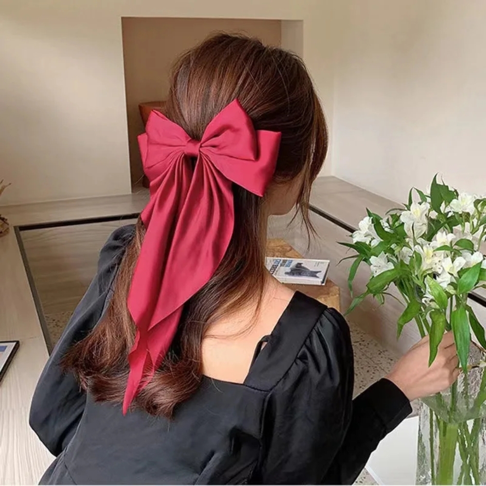 Chic Burgundy Hair Bow for Women